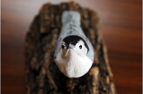 Nuthatch bird carving